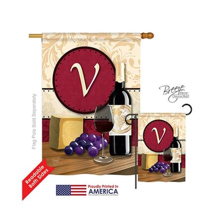 GARDENCONTROL 30230 Wine V Monogram 2-Sided Vertical Impression House Flag GA4208776